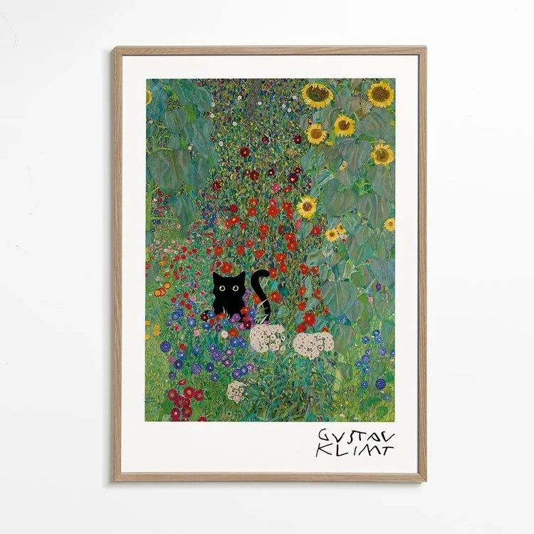 Gustav Klimt Garden Cat Print