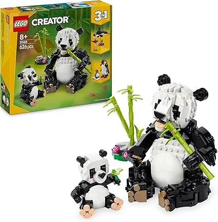 LEGO Creator 3-en-1 Animaux Sauvages : la Famille de Pandas - Jouet de Construction se Transformant en Figurines de Manchots ou d'Orques - Cadeau d'anniversaire Original Fille ou Garçon 8 Ans 31165