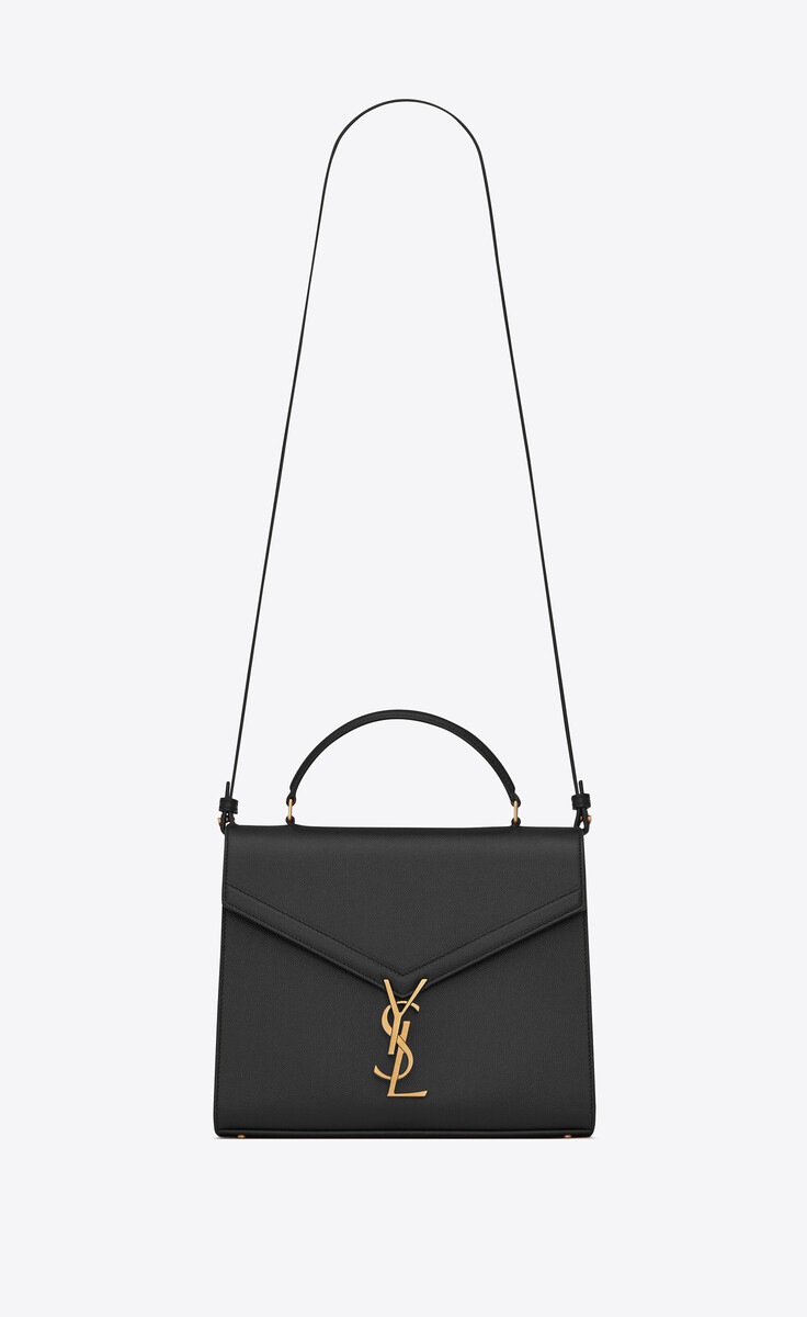 cassandra medium top handle en cuir embossé grain de poudre