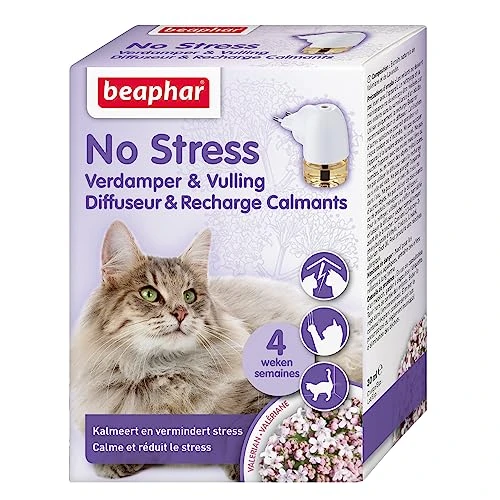 BEAPHAR – NO STRESS – Diffuseur électrique calmant à la Valériane pour chat – Réduit le stress et les problèmes comportementaux sans dépendance ni somnolence – 1 prise + 1 recharge 30ml – 4 semaines