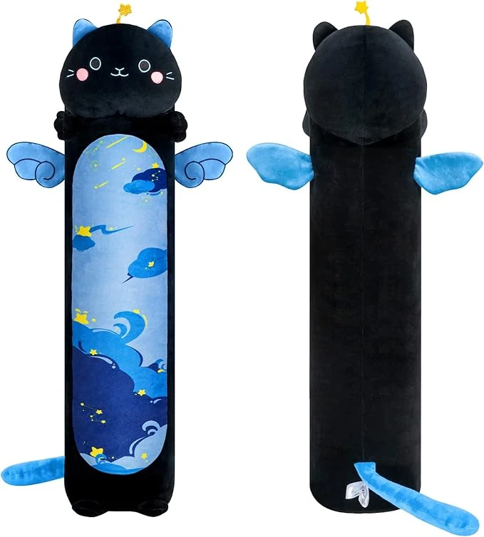 Mewaii Kawaii Peluche Axolotl Rose Long Coussin 50CM, Jouet Moelleux et Confortable Oreiller Salamandre Peluche pour Les Enfants