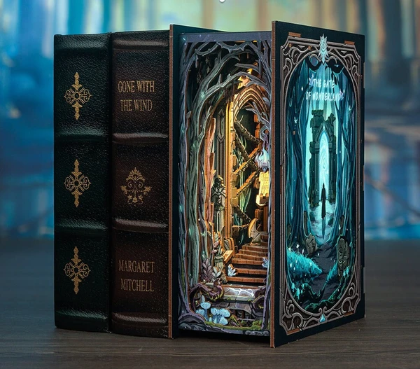 Book Nook: The Magic Door - Wooden Puzzle Bookends Miniature 3D - HP Puzzle / DIY Puzzle Magical World Bookshelf Decoration