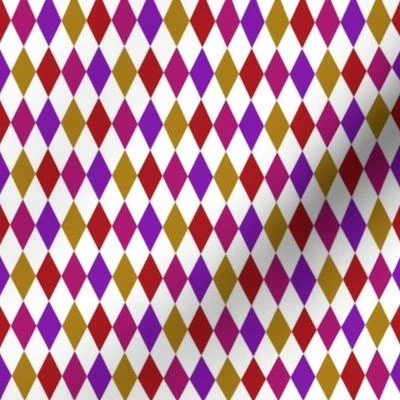 harlequin diamond red purple gold small Fabric | Spoonflower