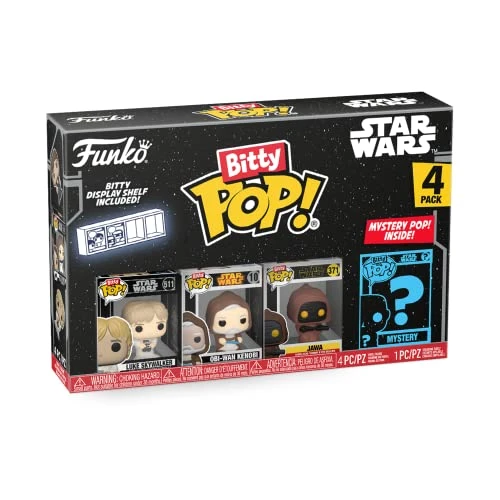 Funko Bitty Pop! Star Wars - Luke Skywalker™, Obi-Wan Kenobi™, Jawa™ et Une Mini-Figurine Mystère en Surprise - 2.2 Cm Collectionnable - Étagère Empilable Incluse - Idée de Cadeau