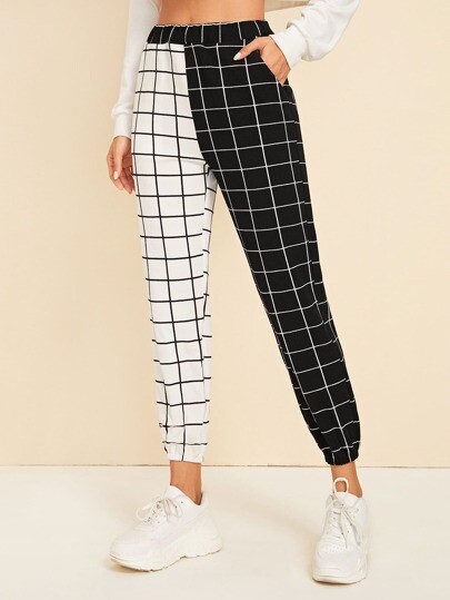 Pantalon bicolore à carreaux