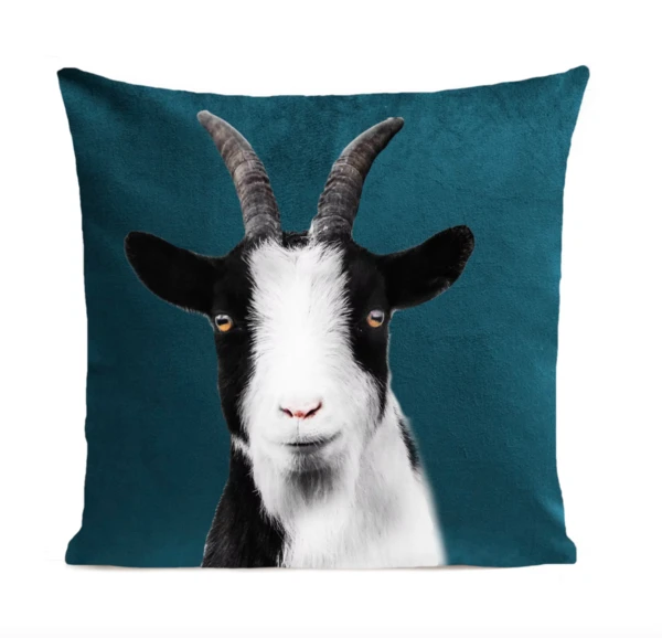 Coussin animal chèvre suédine vert 40x40cm | Maisons du Monde