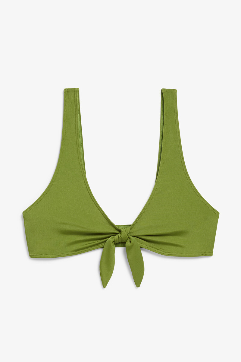 Front tie bikini - Olive green - Swimwear - Monki FR