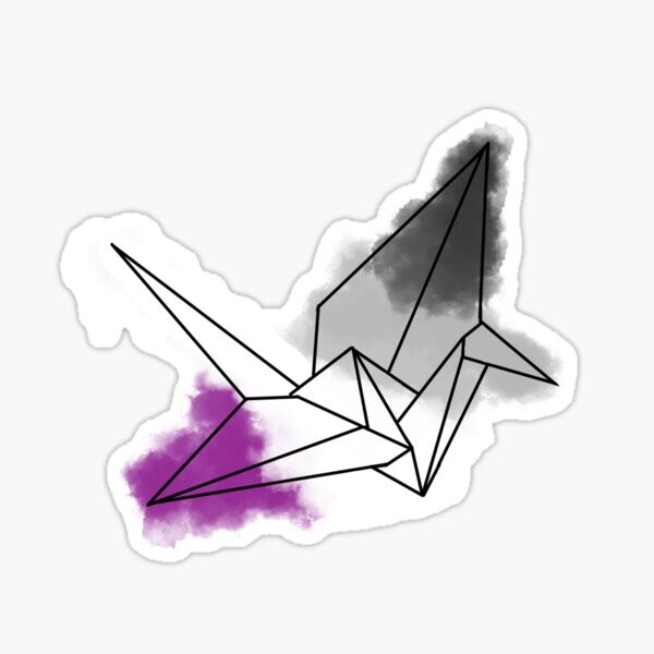 Origami aquarelle de fierté asexuée | Sticker