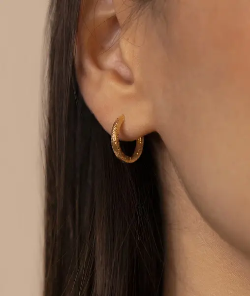 Boucles d'oreilles créoles givrées Plaqué or