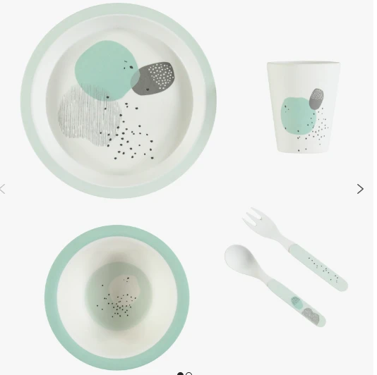 Set repas Sweetgraphic en bambou 5 pièces - Vert | Prémaman
