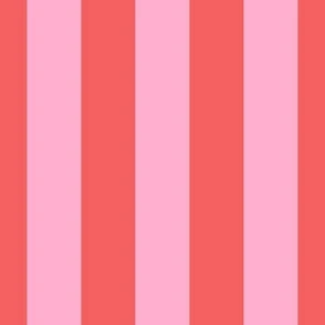 3" wide stripes - coral and pink Fabric | Spoonflower