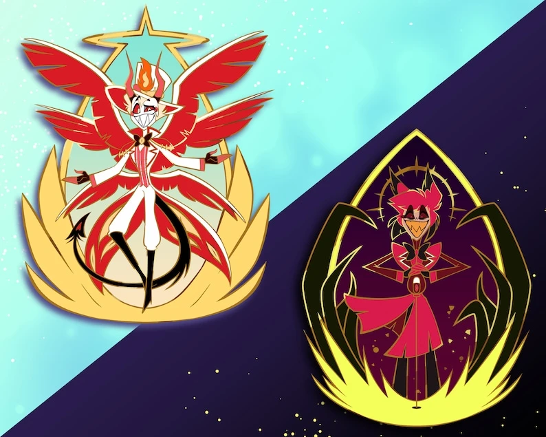 PREORDER 3in Magical Alastor Heavenly Lucifer Gold Gradient Enamel Pins RadioApple Radio Demon Morningstar
