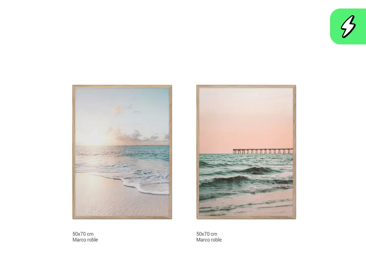 Décoration murale avec cadre en chêne - Mer DÉCORATION MURALE | Maisons du Monde