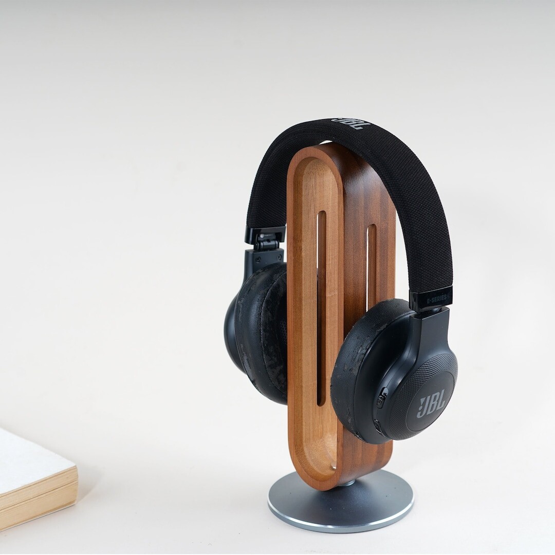 Support de casquepremium, support d’écouteur en bambou et aluminium, support de casque de jeu avec base lourde, cadeau pour joueur, cadeau de fête des pères