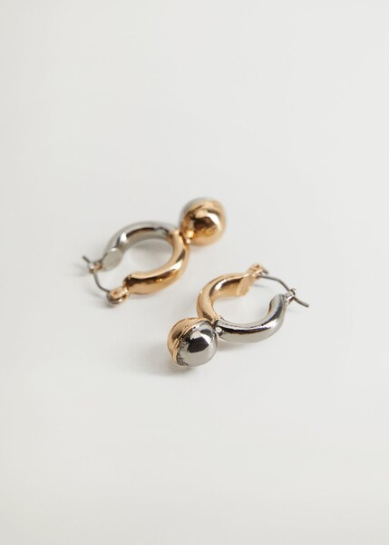 Boucles d'oreilles pendentifs bicolores -  Femme | Mango France