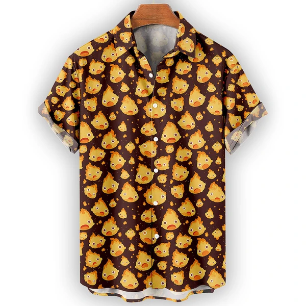Calcifer Hawaiian Shirt – Howl’s Moving Castle Ghibli Fire Demon Summer Shirt