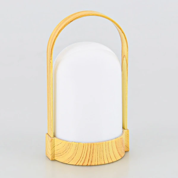 Lampe à poser avec poignée imitation bois