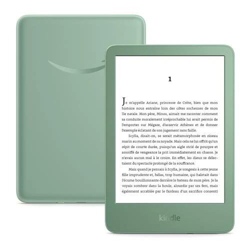 Amazon Kindle (Nouvelle génération) - Le plus léger et compact, avec écran antireflets, changements de page plus rapides et éclairage avant réglable - 16 Go - Sans publicités - Vert matcha