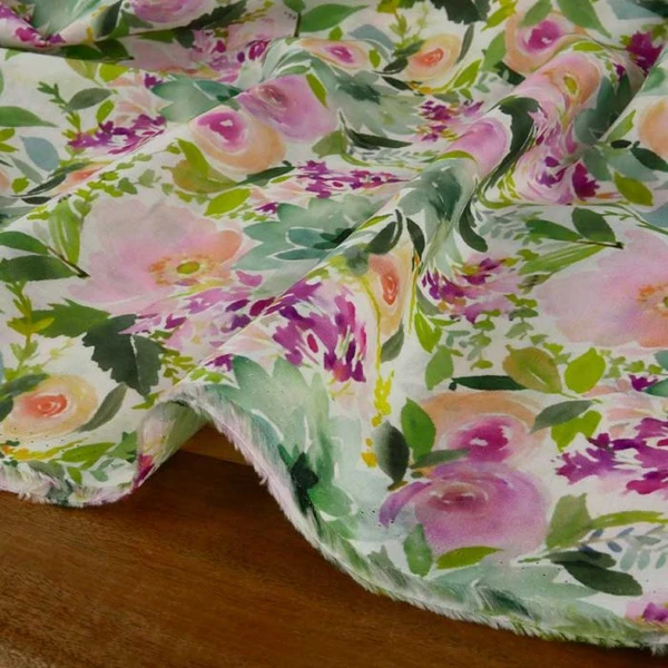 Voile de coton jardin de fleurs - vert | Tissu léger et printanier