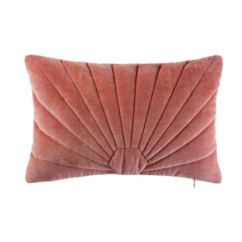 Coussin en velours surpiqué rose 25x40 | Maisons du Monde