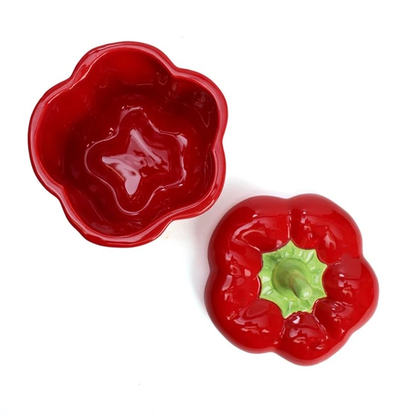 Bocal de cuisine artisanal poivron rouge en dolomite