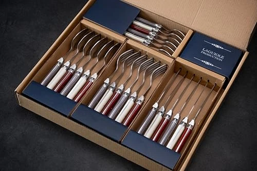 Laguiole Production - Ménagère 24 pièces - Set de couverts de table acier inox et ABS pour 6 personnes - Solidité Extrême - Compatible Lave-Vaisselle - Manche Ergonomique (GAURA)