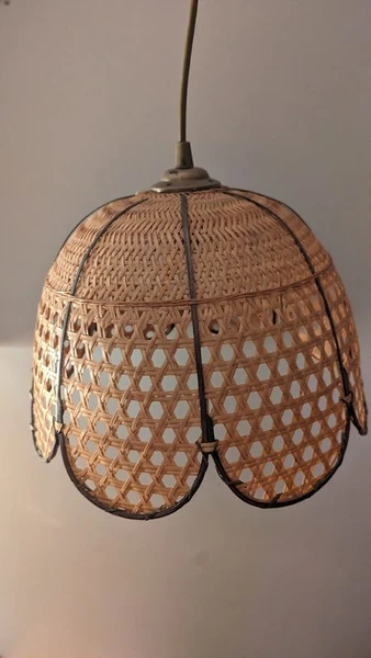 Suspension abat jour vintage rotin osier