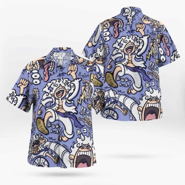 One Piece Luffy Gear 5 Funny Button Up Hawaiian Shirts For Sale | One Piece Universe Store