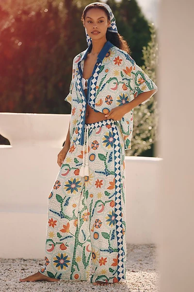 Pantalon à enfiler Celandine à jambe large en mélange de lin