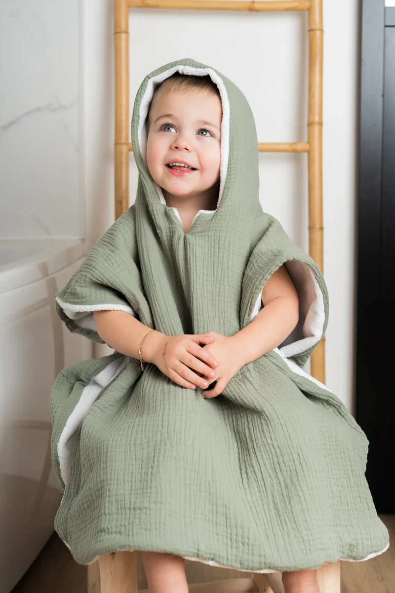Poncho de bain kaki - Doméo Mini