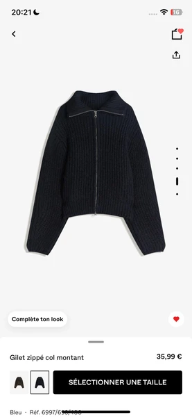  Gilet zippé col montant