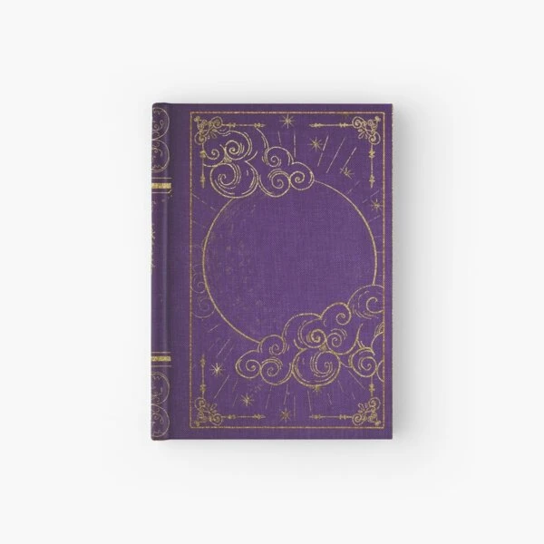 Grimoire de style vintage Mystical Dark Moon (violet, or) | Carnet