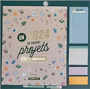 Mr.Wonderful - Calendrier mural aimanté 2024 - En 2024, de grands projets pour te surpasser 34 x 35 x 0,5