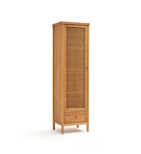 Armoire 1 porte pin massif et cannage, Gabin La Redoute Interieurs naturel | BHV Marais