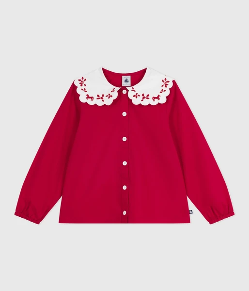 Blouse enfant en popeline de coton manches longues imprimée