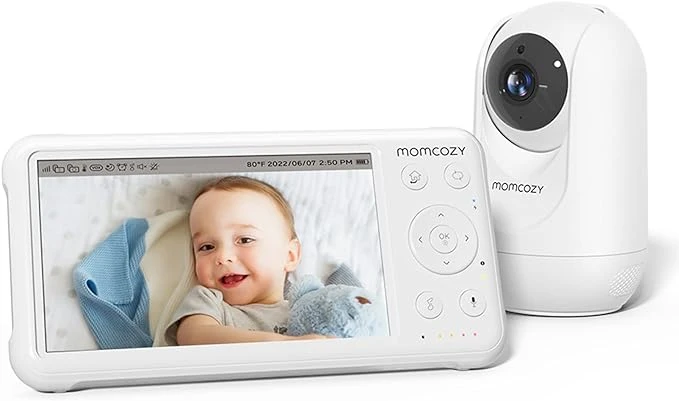 Momcozy Babyphone avec caméra Écran 5 Pouces HD 1080P Moniteur bébé sans WLAN Batterie 5000 mAh Audio bidirectionnel Mode Vox IR Vision Nocturne Objectif Grand Angle Portée 960 Pieds sécurité bébé