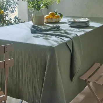 Nappe 130x200 vert kaki en coton Olivianap | Maisons du Monde