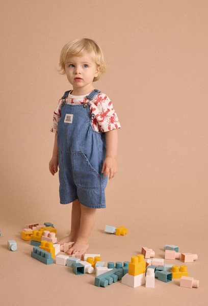 Salopette courte en denim