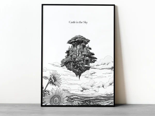 Castle In The Sky - Studio Ghibli - Movie Poster Print, Film Fan, Geek, For Him, For Her, Gift, Movie Lovers, Unofficial, Unframed