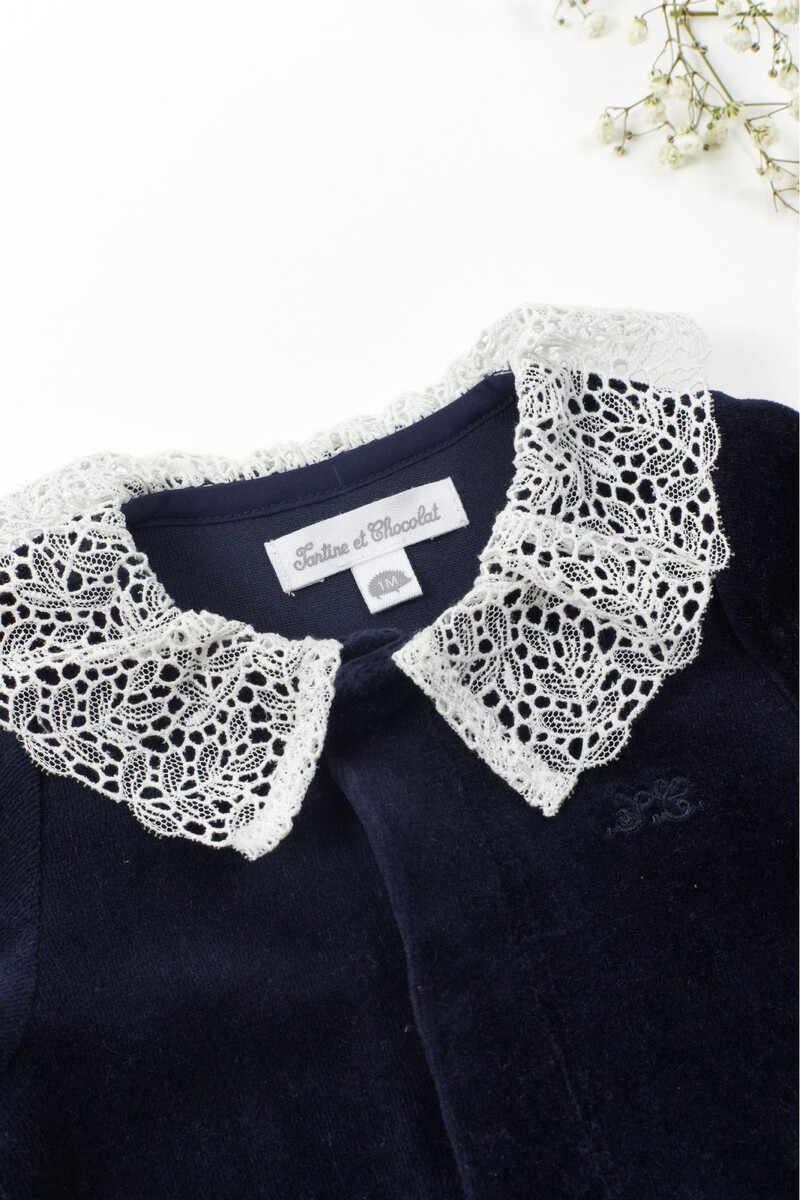Pyjama - Marine col dentelle 6 mois