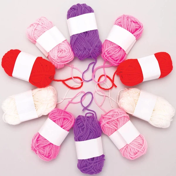 10 pelottes Paquet économique de laine rouge, rose & violet