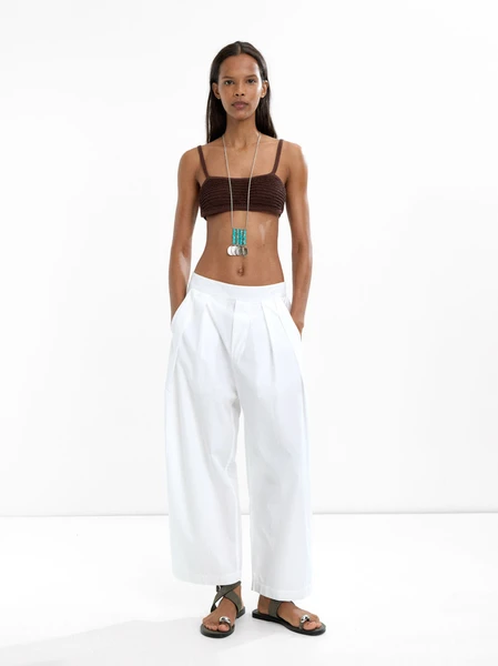 Pantalon à pinces 100 % coton Blanc | Parfois France