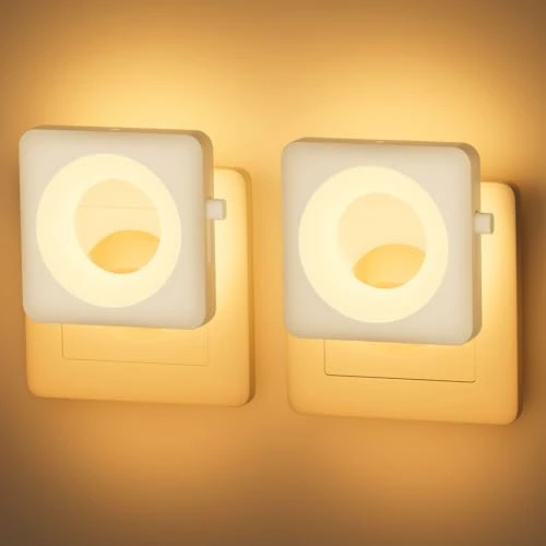 Veilleuses Enfants, lot de 2 veilleuses bébé avec capteur de crépuscule et fonction de dimmage progressif. idéale pour les chambres, cuisines, couloirs, salles de bains, escaliers et salons