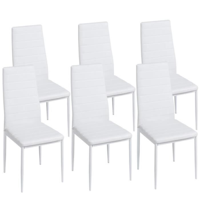Lot de 6 chaises ROMANE blanches pour salle à mang