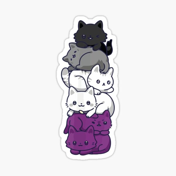 Asexual Pride Cat LGBT Flagge Kawaii Nette Katzen Haufen | Sticker