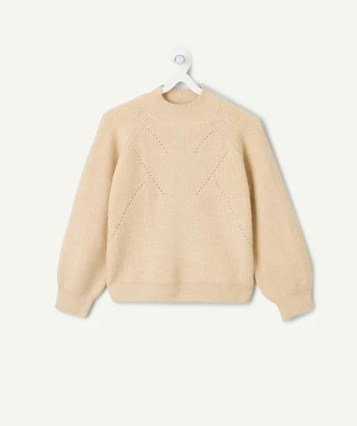 Pull fille beige en maille