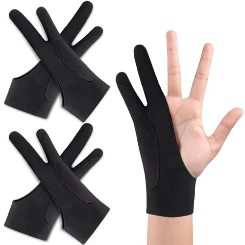 Lot de 4 Gants de Dessin Élastiques pour Tablette Droitier Gaucher pour Tablette Gants Élastique Respirant Anti-fouling Gant de Dessin Artiste pour Ados Adultes Taille (M)