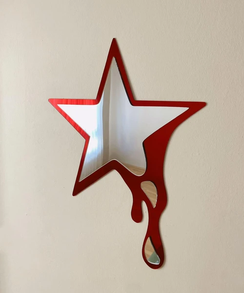 Miroir étoile rouge dégoulinant, décoration dopamine An2K, art mural acrylique qui saigne, miroir gothique maximaliste funky, décoration de chambre