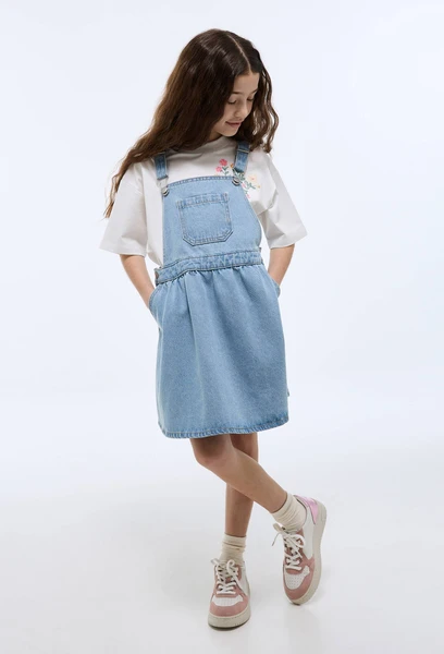 Robe chasuble en denim en coton