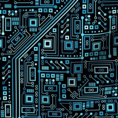 Short Circuits (Blue) Fabric | Spoonflower